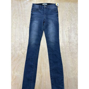 Wit &Wisdom Women’s 5-pocket Whiskered Pockets Skinny Dark Denim Blue Jean Sz 00